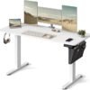 Elektrisk skrivebord, 60 x 140 x 72–120 cm, hukommelsesfunktion med 4 højder, Cloud White