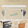 Elektrisk skrivebord, 60 x 140 x 72–120 cm, hukommelsesfunktion med 4 højder, Cloud White - Billede 4