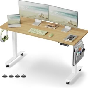 VASAGLE LSD172X01 Height-adjustable desk electric, particle board, steel, Oxford fabric, vintage brown, 120 cm
