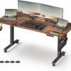 VASAGLE LSD174N01 Height-adjustable desk electric, particle board, steel, Oxford fabric, natural oak colour, 140 cm