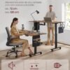 VASAGLE LSD174N01 Height-adjustable desk electric, particle board, steel, Oxford fabric, natural oak colour, 140 cm - Billede 4