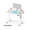 VASAGLE Electric Height Adjustable Desk 60 x 120 x (72-120) cm Continuously Adjustable with Monitor Stand, Hook, Memory Function, Straw Yellow LSD182N01