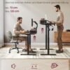 VASAGLE Electric height-adjustable desk, 60 x 120 x (72-120) cm, continuously adjustable, with monitor stand, hook, memory function, cloud white LSD182W01 - Billede 4