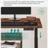Højdejusterbart skrivebord med sensorbeskyttelse og ergonomisk design.