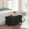 SONGMICS Folding Ottoman, Velvet Chest, Container with Lid, Footstool, 31 x 41 x 31 cm, Load Capacity 130 kg, for Hallway, Living Room, Bedroom, Cream White LSF200W01 - Billede 2