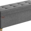 Opbevaringsskammel, foldbar puf, fodstøtte, 38 x 110 x 40 cm, med opbevaring, skifergrå