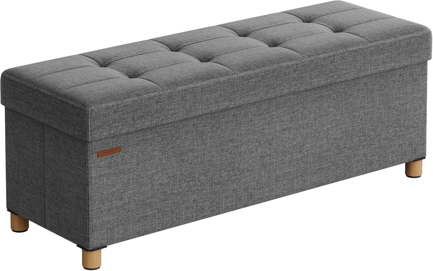 Opbevaringsskammel, foldbar puf, fodstøtte, 38 x 110 x 40 cm, med opbevaring, skifergrå 1 Opbevaringsskammel, foldbar puf, fodstøtte, 38 x 110 x 40 cm, med opbevaring, skifergrå