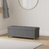 Opbevaringsskammel, foldbar puf, fodstøtte, 38 x 110 x 40 cm, med opbevaring, skifergrå - Billede 2