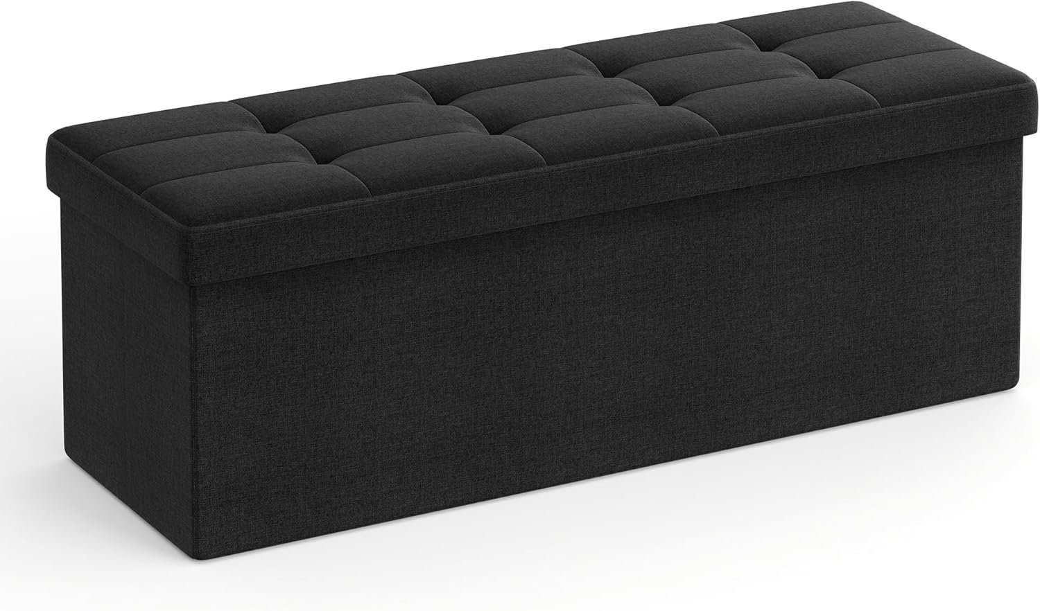 Skammel med opbevaringsplads, foldbar bænk, 38 x 110 x 38 cm fodskammel, opbevaringsboks, blæksort 1 Skammel med opbevaringsplads, foldbar bænk, 38 x 110 x 38 cm fodskammel, opbevaringsboks, blæksort