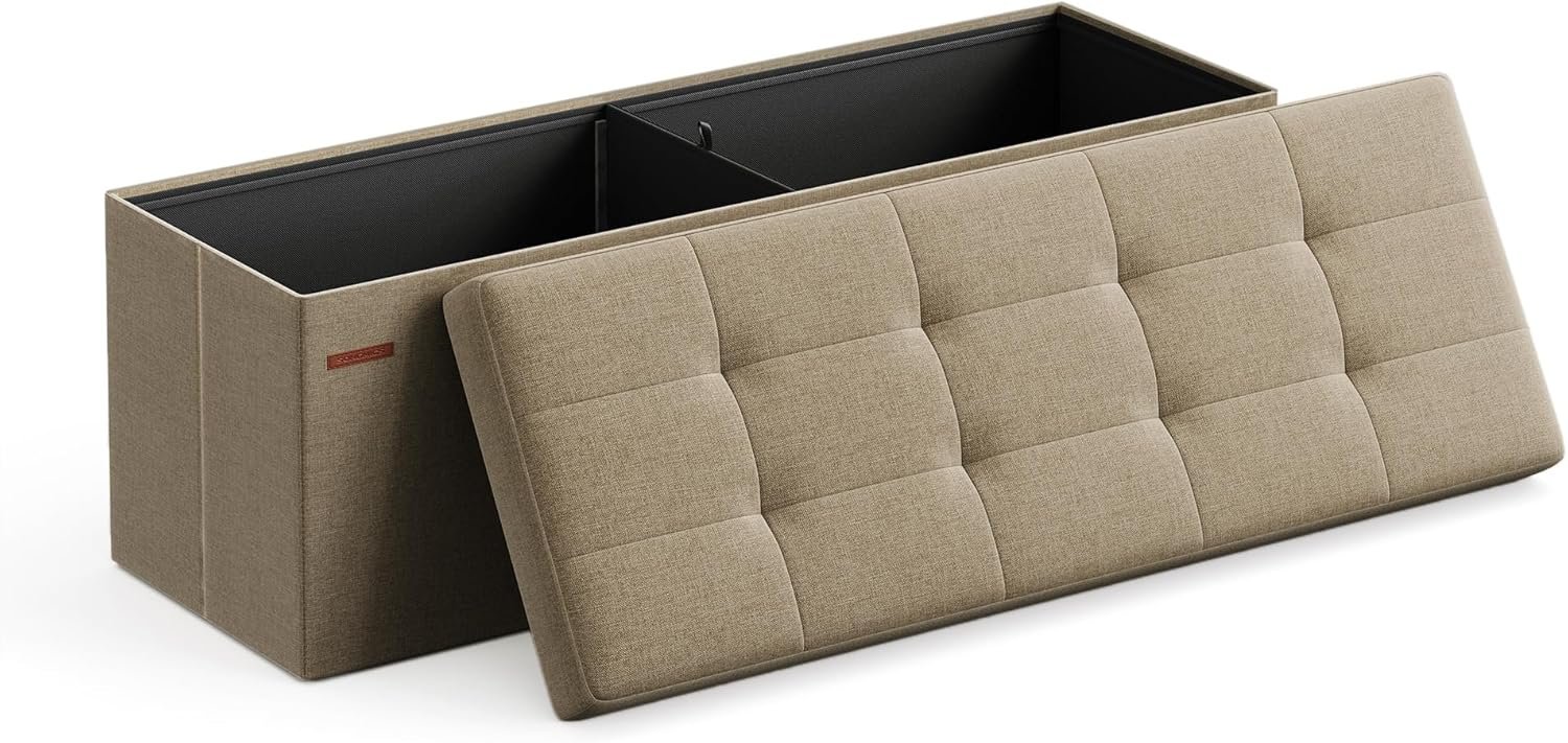 43 tommer foldbar opbevarings-ottoman, belastning 317 kg, indgang, kamelbrun 1 43 tommer foldbar opbevarings-ottoman, belastning 317 kg, indgang, kamelbrun