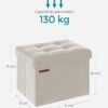 SONGMICS 11.8 Inch Small Folding Ottoman Cube, Set of 2, Storage Footstool, Footrest Stool, Footstool, for Living Room, Bedroom, Dorm, Dark Gray ULSF028G21 - Billede 2