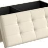 43 tommer foldbar opbevarings-ottoman, belastning 317 kg, indgang, Cremehvid