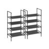 VASAGLE Shoe Rack Storage Organiser, with Raised Edges, 4 Mesh Shelves, Holds up to 14 Pairs of Shoes, for Sneakers, High Heels, Slippers, Industrial, Rustic Brown and Black LBS022B01
