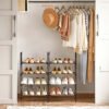 VASAGLE Shoe Rack Storage Organiser, with Raised Edges, 4 Mesh Shelves, Holds up to 14 Pairs of Shoes, for Sneakers, High Heels, Slippers, Industrial, Rustic Brown and Black LBS022B01 - Billede 3