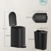 SONGMICS Bathroom Bin, 10L Small Bin with Lid, Pedal Toilet Bin, Slim for Small Spaces, Steel, Soft Close, Ink Black LTB010B02 - Billede 7