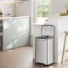 SONGMICS Rubbish Bin, 30L Trash Can, Steel Pedal Bin, with Inner Bucket and Lid, Soft Closure, Airtight, for Kitchen, Living Room, Silver Colour LTB01L, Metallic - Billede 2