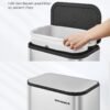 SONGMICS LTB620E50 50 Litre Automatic Motion Sensor Kitchen Trash Can with Multi-Color Indicator Light Odor Elimination with Ozone Lid with Hold Open Function - Billede 7