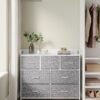 Kommode, Soveværelsesskab, 7 stofskuffer med håndtag, metalramme, Dove Grey og Cloud White - Billede 2