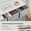 Kommode, Soveværelsesskab, 7 stofskuffer med håndtag, metalramme, Dove Grey og Cloud White - Billede 6