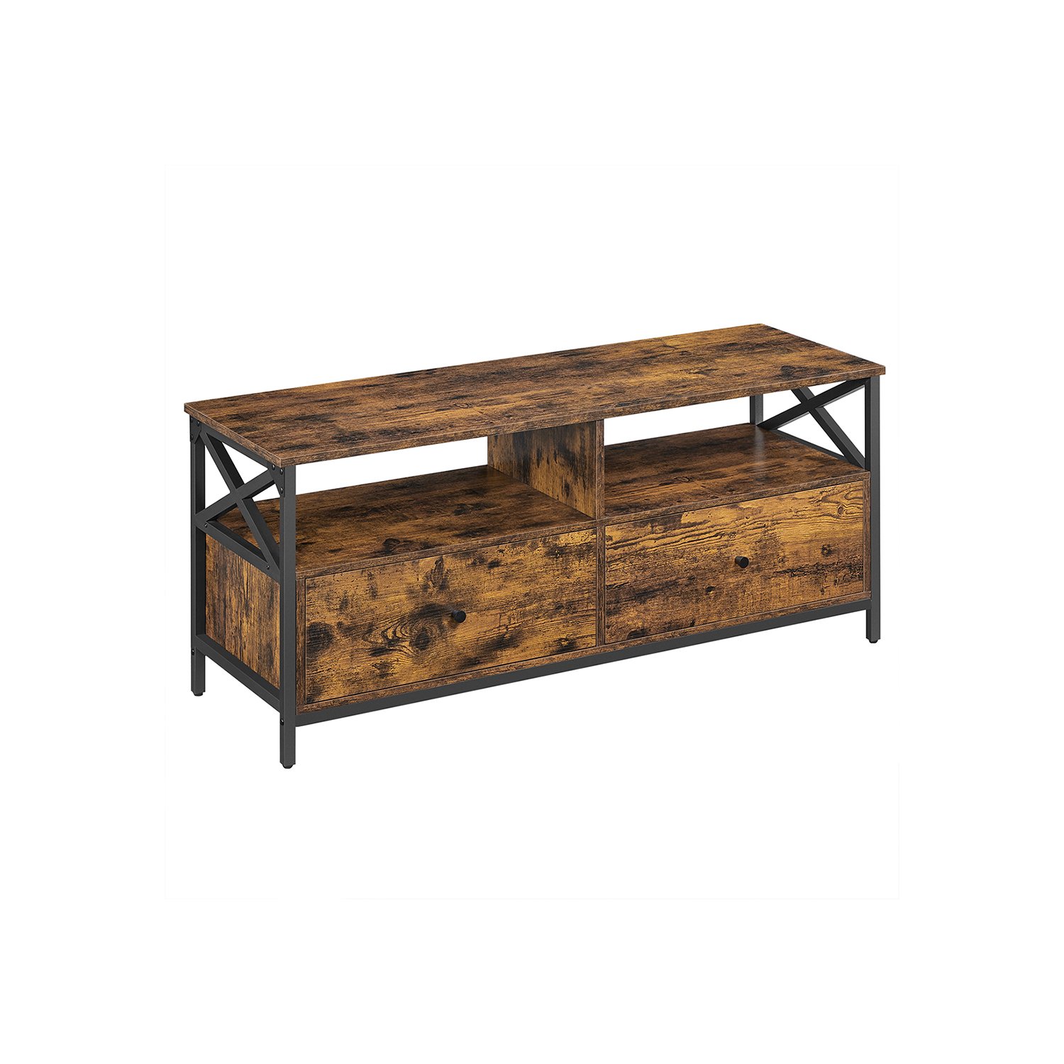 TV-skab, TV-møbel til 55-tommer TV, 2 opbevaringshylder, 120 x 40 x 50 cm, brun og sort 1 TV-skab, TV-møbel til 55-tommer TV, 2 opbevaringshylder, 120 x 40 x 50 cm, brun og sort