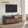 TV-skab, TV-møbel til 55-tommer TV, 2 opbevaringshylder, 120 x 40 x 50 cm, brun og sort - Billede 2