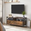 TV-skab, TV-møbel til 55-tommer TV, 2 opbevaringshylder, 120 x 40 x 50 cm, brun og sort - Billede 3