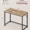 Stilfuldt kontorbord i kamelbrun med sort metalramme, 100x50x76 cm, robust og funktionelt.