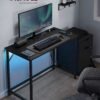 LED-lys Gamingbord, Skrivebord, Computerbord, Hjemmekontor Sort - Billede 2