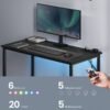 LED-lys Gamingbord, Skrivebord, Computerbord, Hjemmekontor Sort - Billede 3