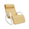 SONGMICS Rocking Chair with Armrests Birch Wood Rocking Chair 5-Way Adjustable Footrest Load 150kg for Bedroom Living Room Pastel Yellow Natural LYY010Y01
