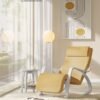 SONGMICS Rocking Chair with Armrests Birch Wood Rocking Chair 5-Way Adjustable Footrest Load 150kg for Bedroom Living Room Pastel Yellow Natural LYY010Y01 - Billede 2