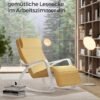 SONGMICS Rocking Chair with Armrests Birch Wood Rocking Chair 5-Way Adjustable Footrest Load 150kg for Bedroom Living Room Pastel Yellow Natural LYY010Y01 - Billede 4