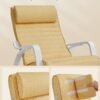 SONGMICS Rocking Chair with Armrests Birch Wood Rocking Chair 5-Way Adjustable Footrest Load 150kg for Bedroom Living Room Pastel Yellow Natural LYY010Y01 - Billede 7