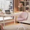 SONGMICS Homeoffice Chair Velvet Swivel Chair Desk Chair Foam Padding Height Adjustable Study Bedroom Pastel Pink OBG020R02 - Billede 2