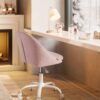 SONGMICS Homeoffice Chair Velvet Swivel Chair Desk Chair Foam Padding Height Adjustable Study Bedroom Pastel Pink OBG020R02 - Billede 3