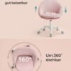 SONGMICS Homeoffice Chair Velvet Swivel Chair Desk Chair Foam Padding Height Adjustable Study Bedroom Pastel Pink OBG020R02 - Billede 6
