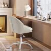 Make-up stol, kontorstol, skumpolstring, højdejusterbar, Cappuccino Beige/Cloud White - Billede 4