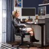 SONGMICS Office Chair, Ergonomic Desk Chair, Computer Chair, Height-Adjustable, 150 kg, PU Leather, Home Office, Black / Grey OBG064B03 - Billede 3