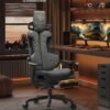 SONGMICS Gaming Chair Office Chair Height Adjustable Carbon Fibre Effect Texture Headrest Adjustable Armrests Backrest 150kg Load Capacity OBG067G01 - Billede 2