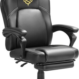 Gaming Chair Ergonomisk Computerstol med Fodstøtte, Kontordrejestol, Ink Black