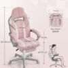 SONGMICS Office Chair, Gaming Chair, Adjustable, Telescopic Footrest, Rocker Mechanism, Headrest, Lumbar Support, Load 150 kg, Candy Pink and Cream White OBG073P01 - Billede 7