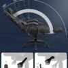 Gamingstol, Kontorstol med Fodstøtte, Skrivebordsstol, Ergonomisk Design, Lændestøtte, Sort - Billede 3