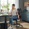 SONGMICS Racing Sport Office Chair with Tilt Function Computer Desk Swivel Chair PU Black OBG38BK - Billede 2