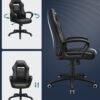SONGMICS Racing Sport Office Chair with Tilt Function Computer Desk Swivel Chair PU Black OBG38BK - Billede 5