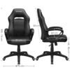 SONGMICS Racing Sport Office Chair with Tilt Function Computer Desk Swivel Chair PU Black OBG38BK - Billede 7