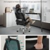 Kontorstol, skrivebordsstol, ergonomisk, foldbare armlæn, høj ryglæn, blæksort - Billede 4