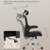 Kontorstol, skrivebordsstol, ergonomisk, foldbare armlæn, høj ryglæn, blæksort - Billede 5
