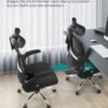 Kontorstol, skrivebordsstol, ergonomisk, foldbare armlæn, høj ryglæn, blæksort - Billede 7