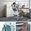 SONGMICS Office Chair, Desk Chair, Ergonomic, Folding Armrests, High Backrest, Mesh Chair with Lumbar Support and Adjustable Headrest, Rocking Function, Dove Grey OBN040G01 - Billede 4