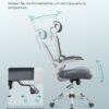 SONGMICS Office Chair, Desk Chair, Ergonomic, Folding Armrests, High Backrest, Mesh Chair with Lumbar Support and Adjustable Headrest, Rocking Function, Dove Grey OBN040G01 - Billede 5
